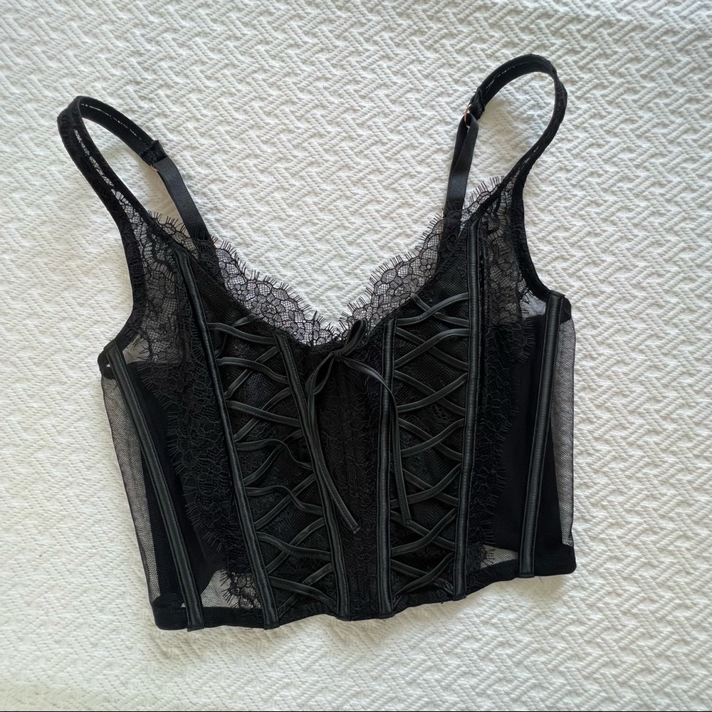 Victoria's Secret Black Lace Corset-Style Bralette